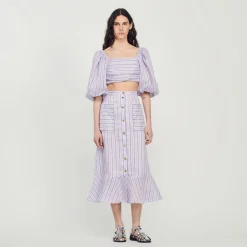 Best A-Line Striped Skirt Women Matching Sets