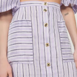 Best A-Line Striped Skirt Women Matching Sets