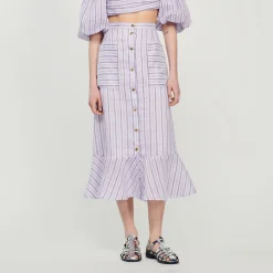 Best A-Line Striped Skirt Women Matching Sets