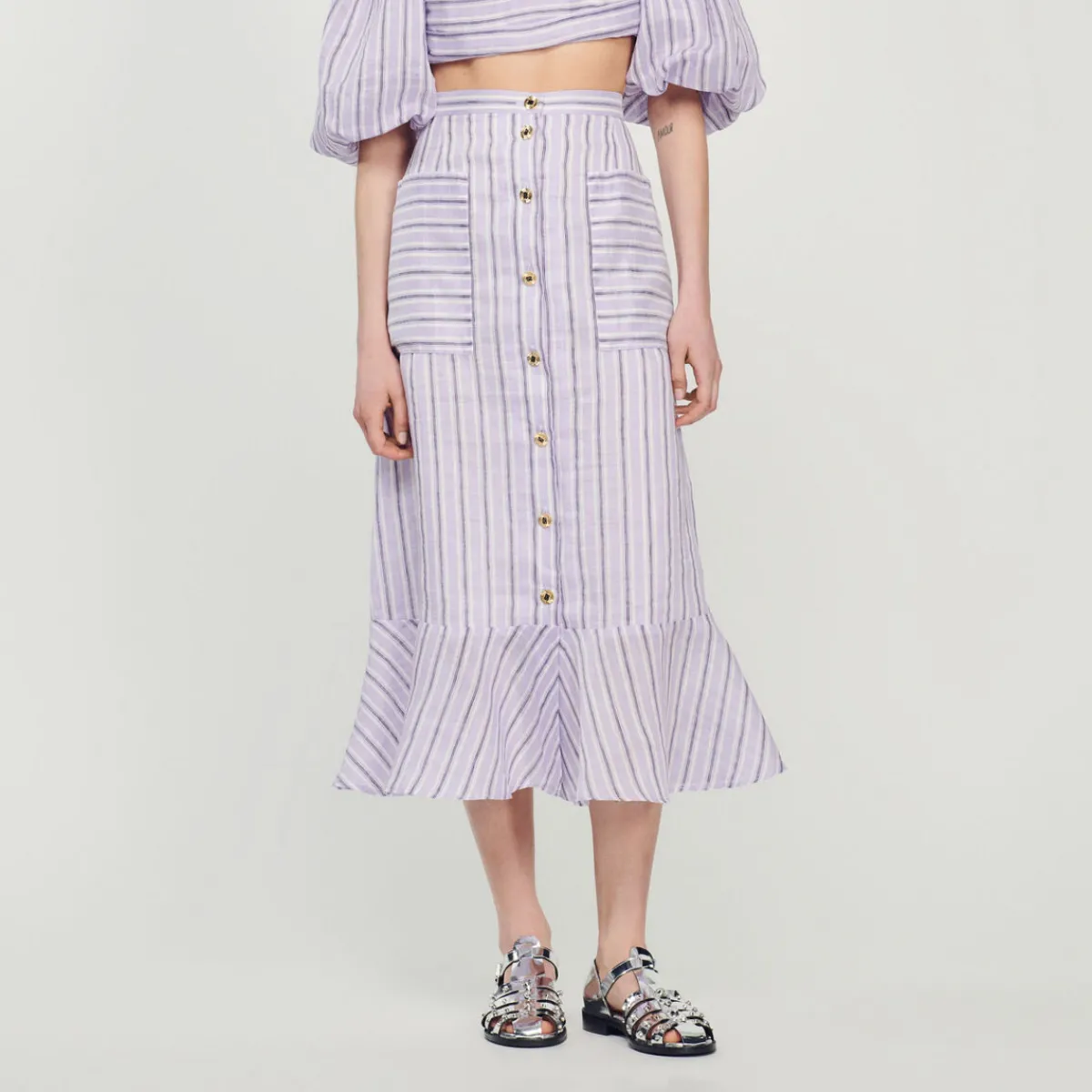 Best A-Line Striped Skirt Women Matching Sets