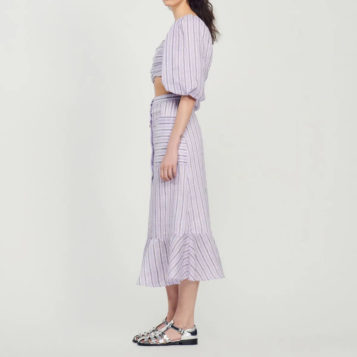 Best A-Line Striped Skirt Women Matching Sets
