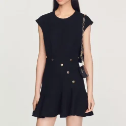 Cheap Asymmetric Tweed Dress Women Dresses