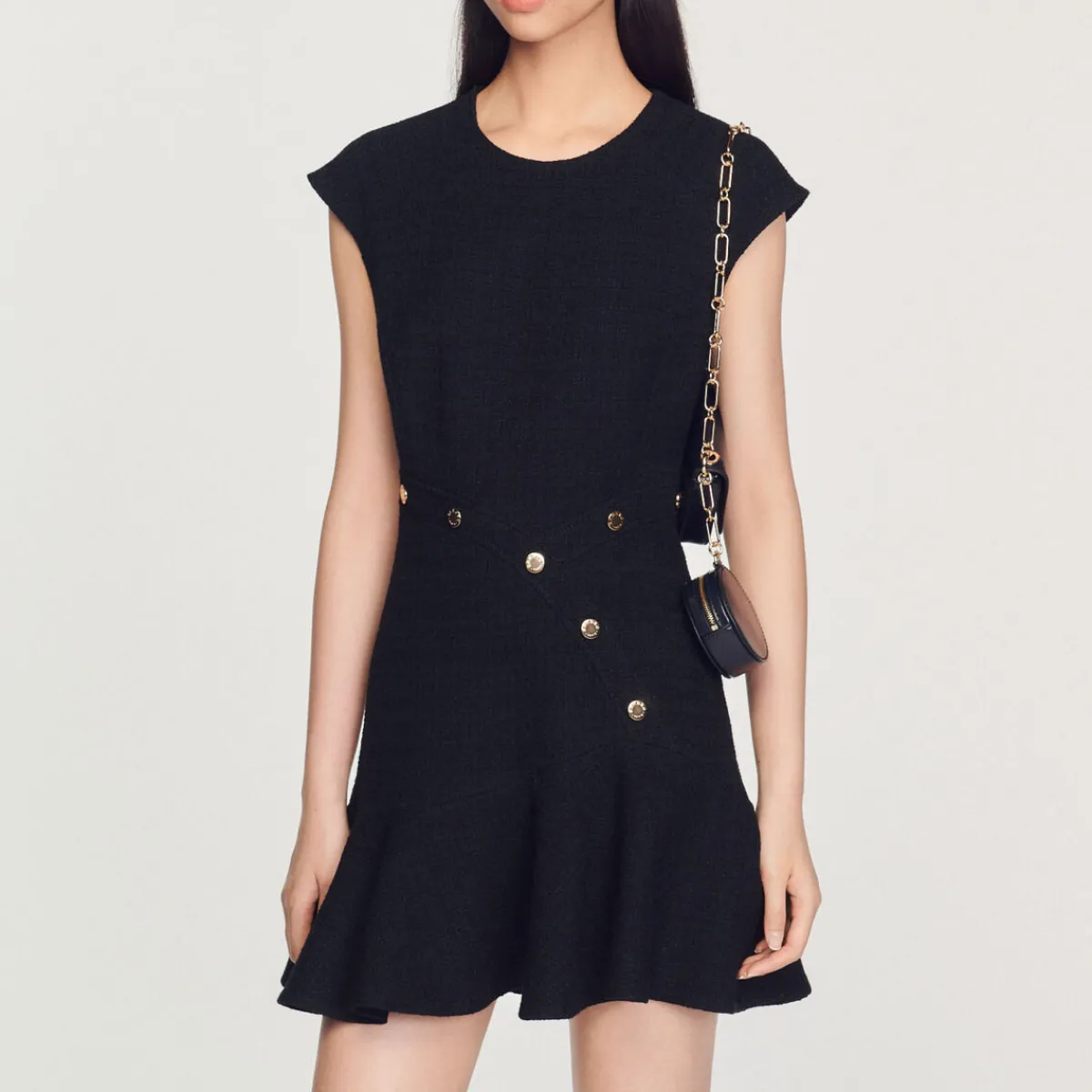 Cheap Asymmetric Tweed Dress Women Dresses
