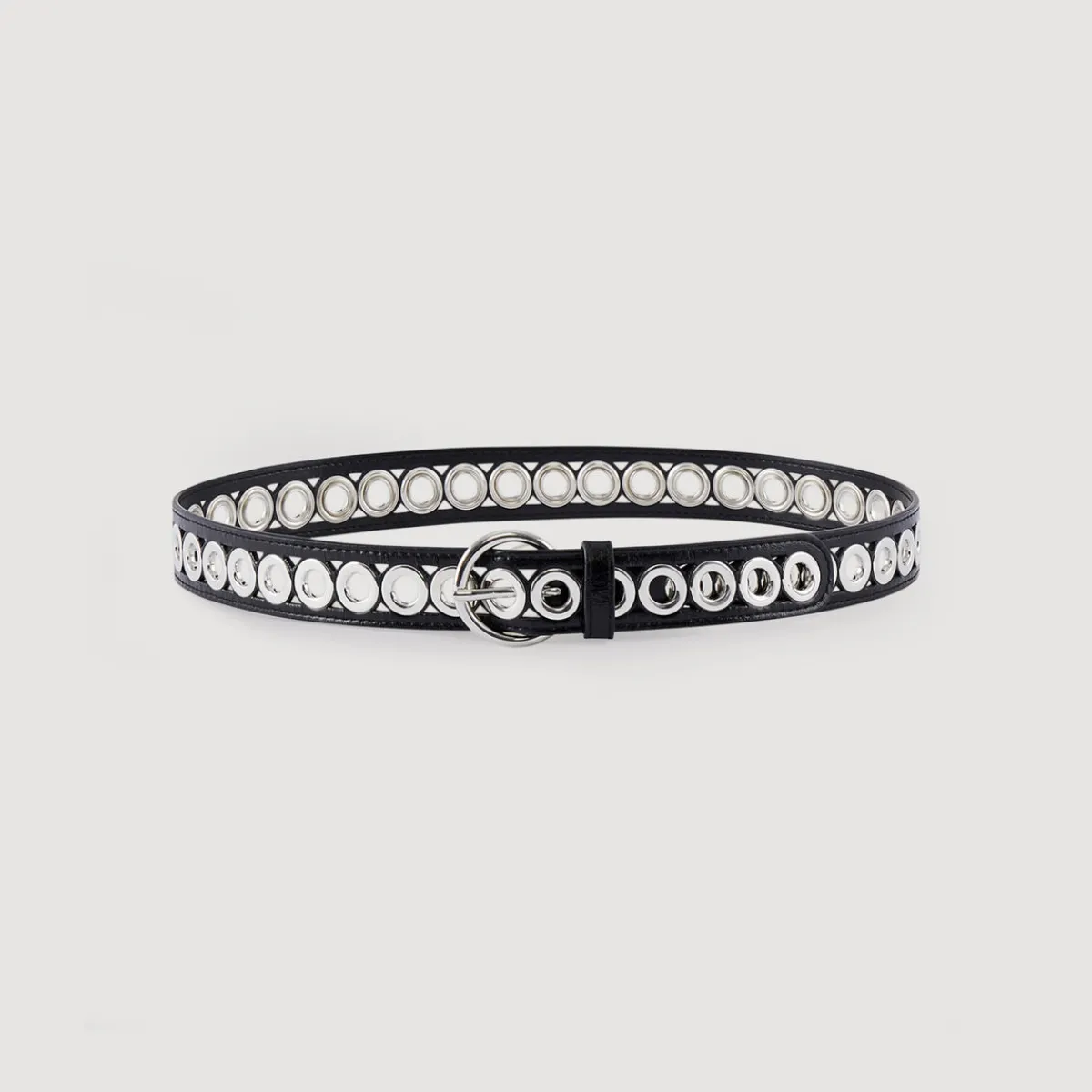 Store Belt With Round Buckle And Eyelets Women Belts