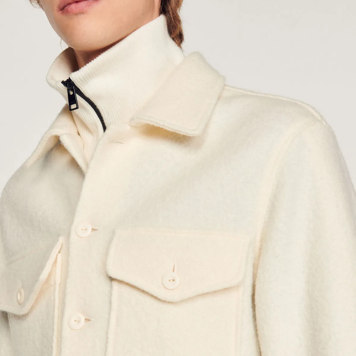 Shop Boiled Wool Overshirt Men Shirts