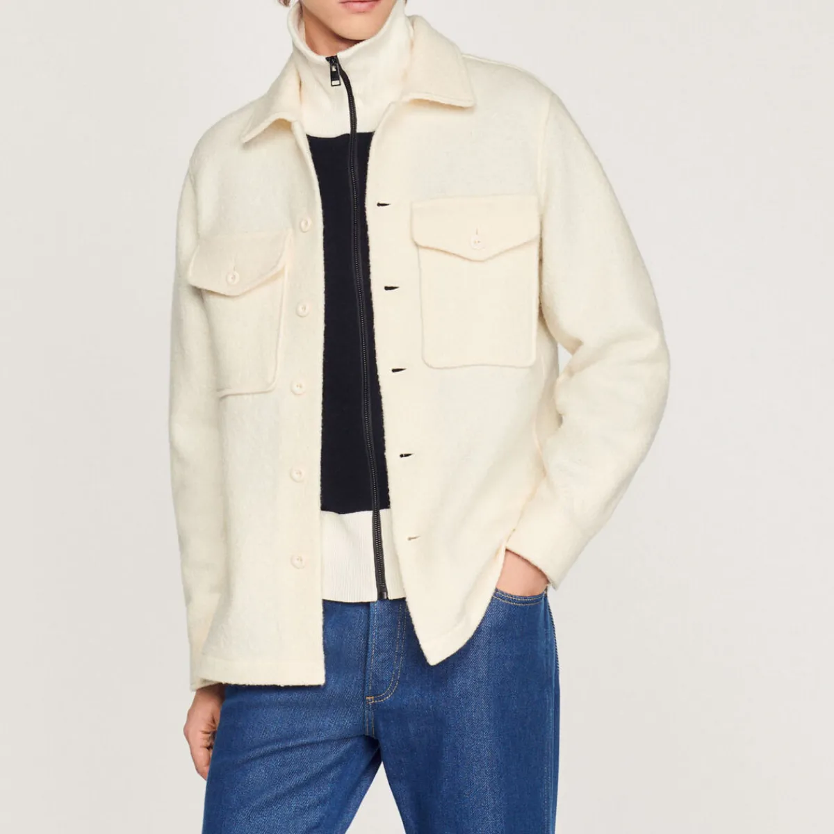 Shop Boiled Wool Overshirt Men Shirts
