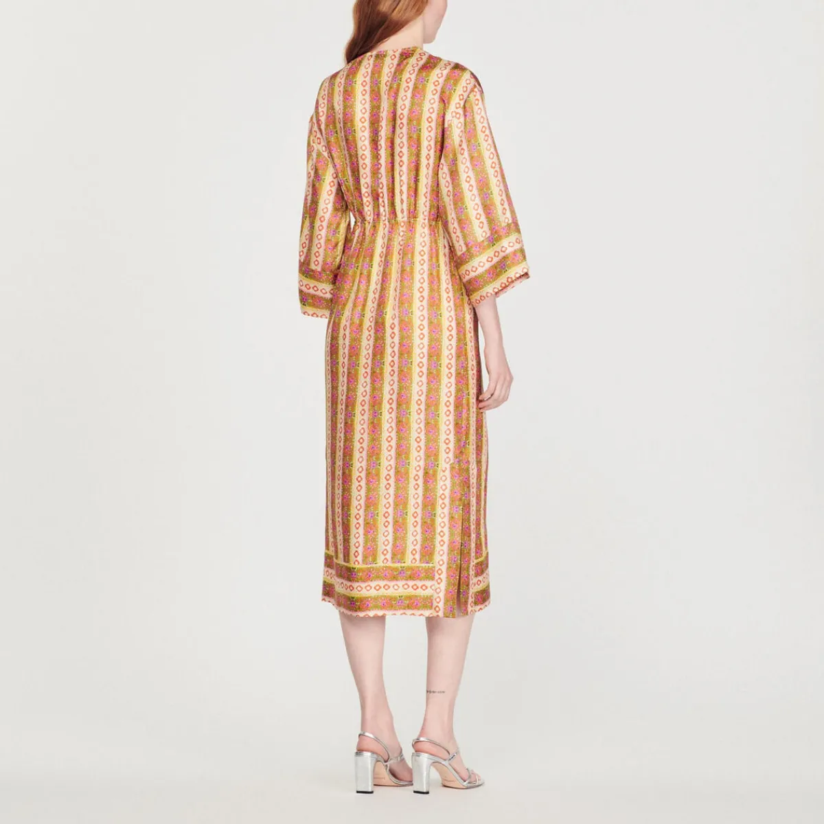 Cheap Caftan Dress With Flower Stripes Print Women Dresses