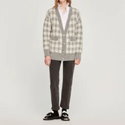 Sale Checked Jacquard Cardigan Women Sweaters & Cardigans
