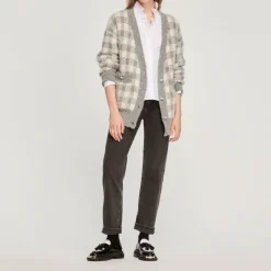 Sale Checked Jacquard Cardigan Women Sweaters & Cardigans