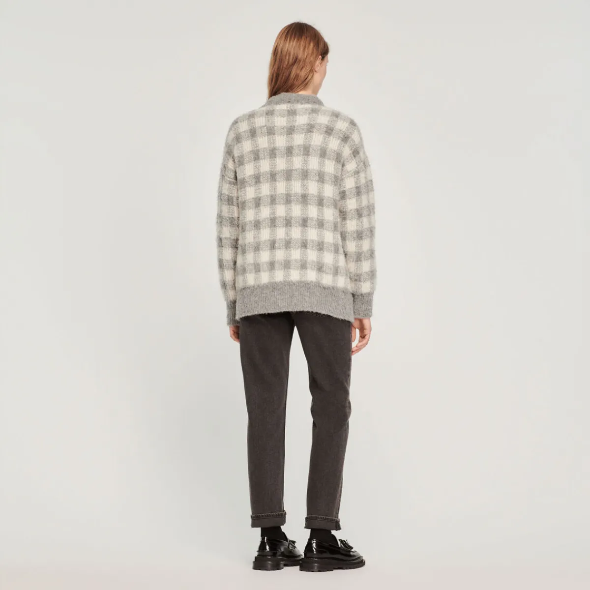 Sale Checked Jacquard Cardigan Women Sweaters & Cardigans
