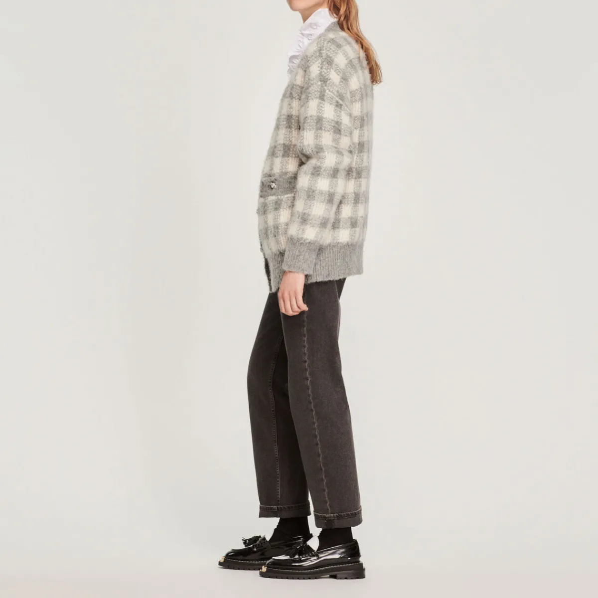 Sale Checked Jacquard Cardigan Women Sweaters & Cardigans