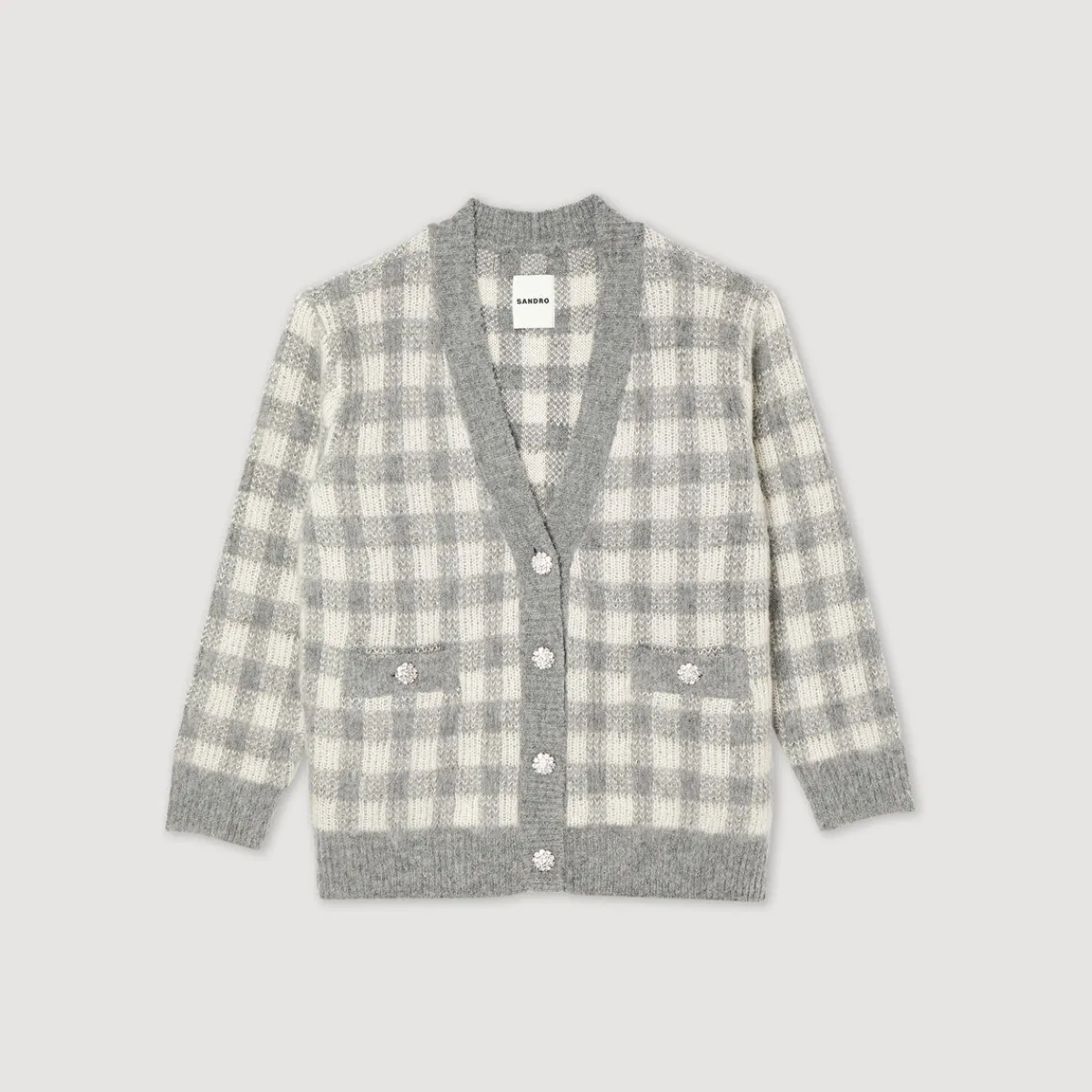 Sale Checked Jacquard Cardigan Women Sweaters & Cardigans