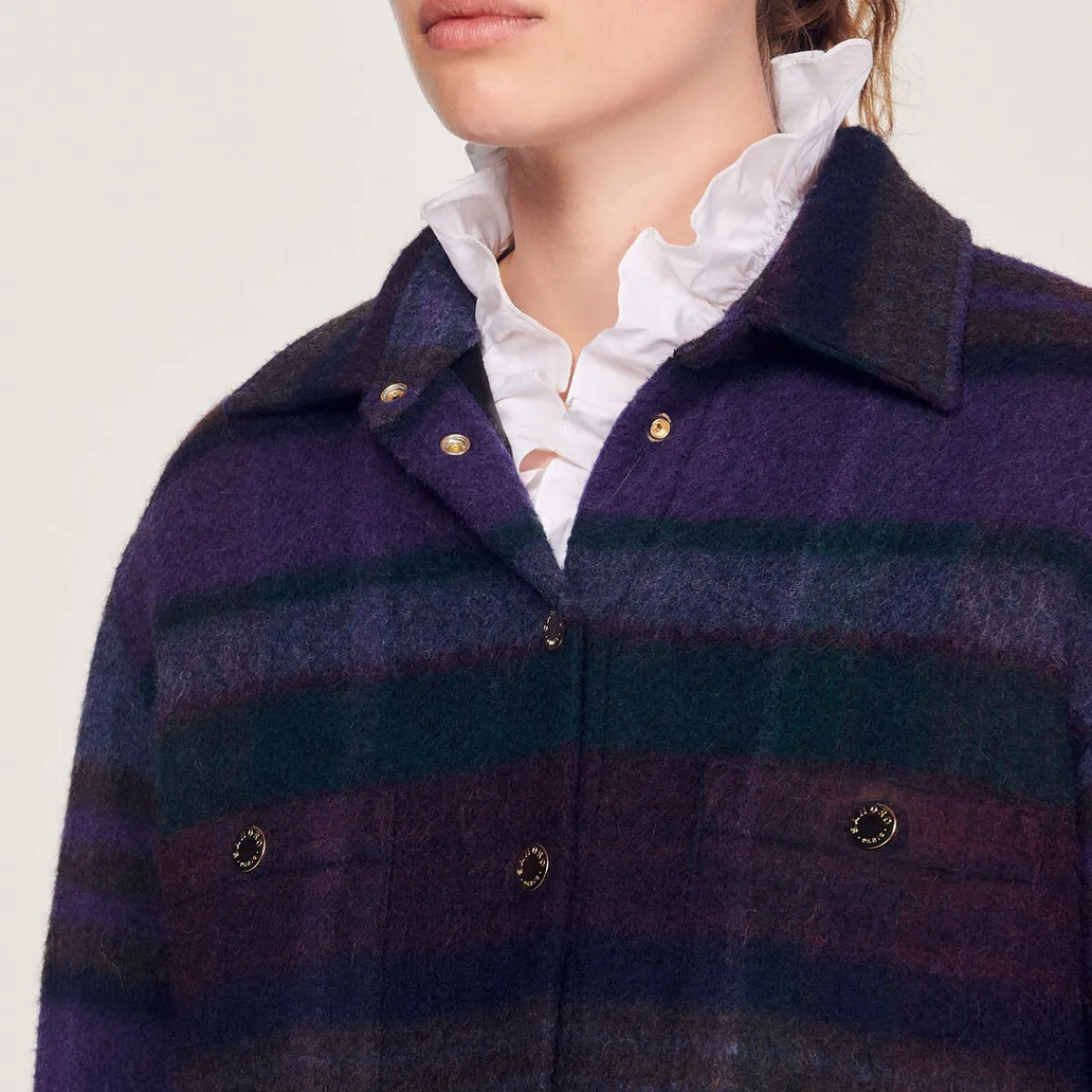 Clearance Checked Overshirt-Style Coat Women Matching Sets