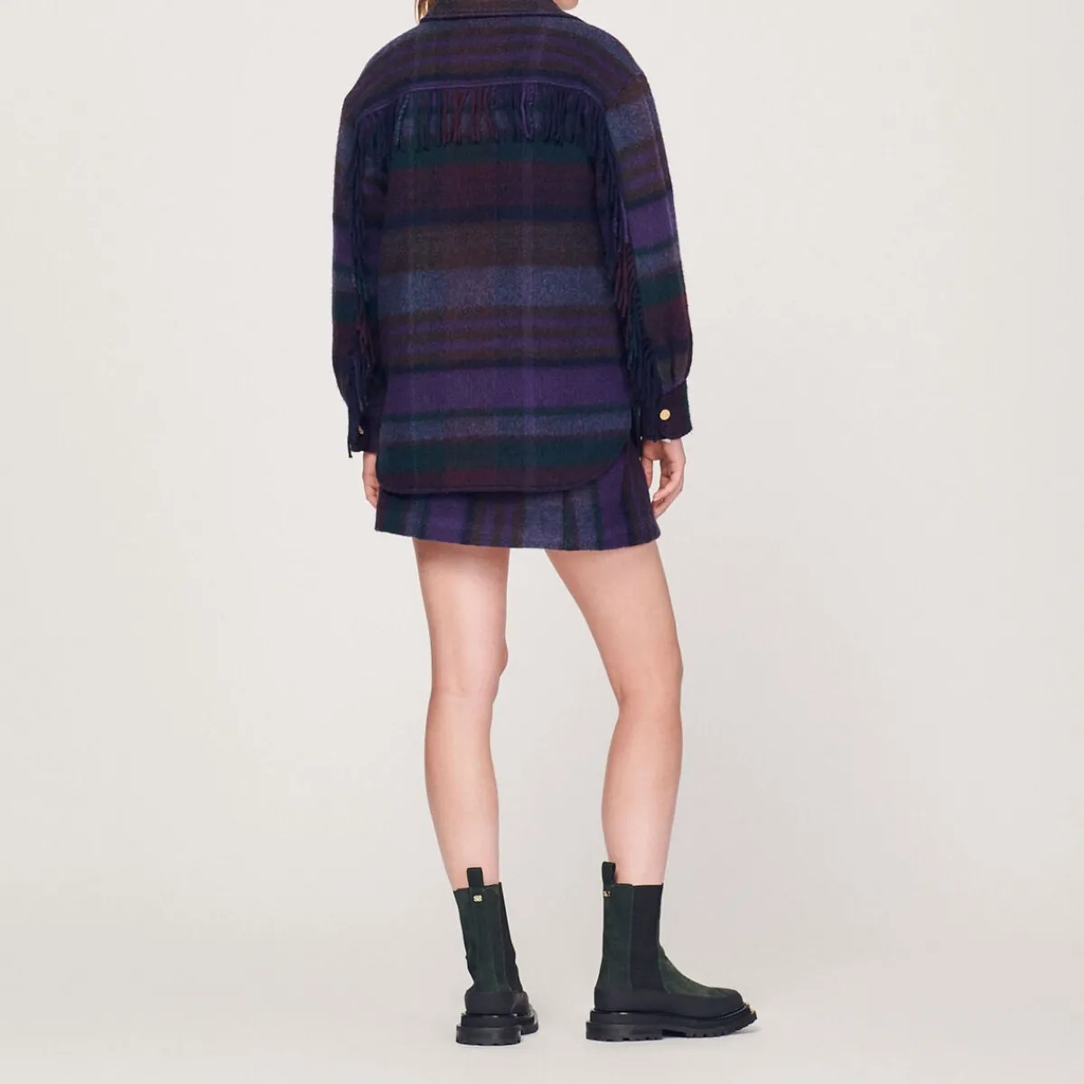 Clearance Checked Overshirt-Style Coat Women Matching Sets