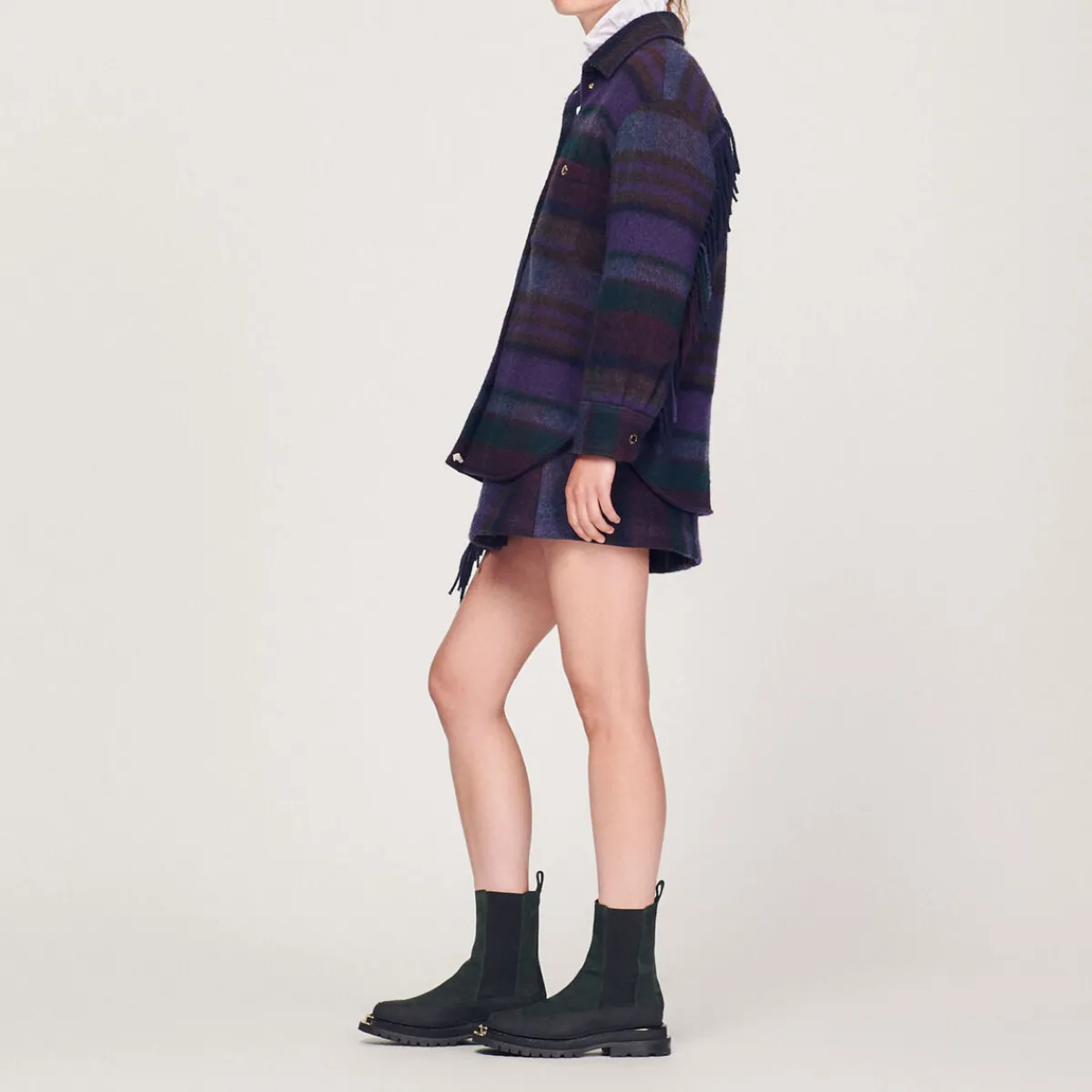 Clearance Checked Overshirt-Style Coat Women Matching Sets