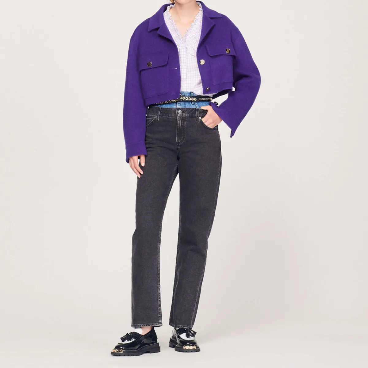 Cheap Checked Shirt With Ruffled Collar Women Tops & Shirts
