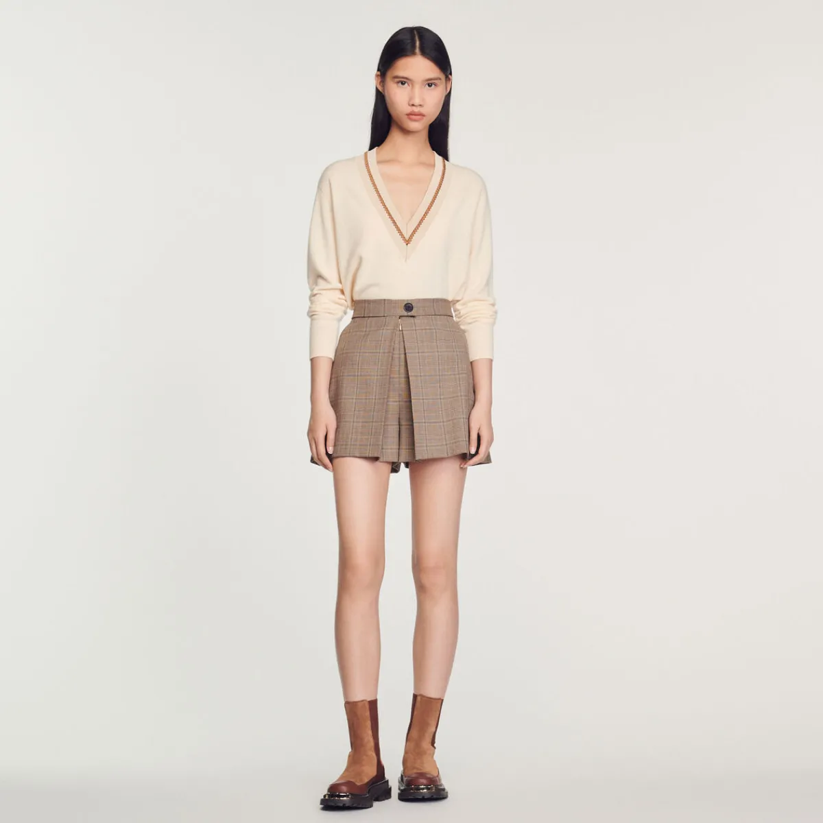 Clearance Checked Shorts Women Matching Sets