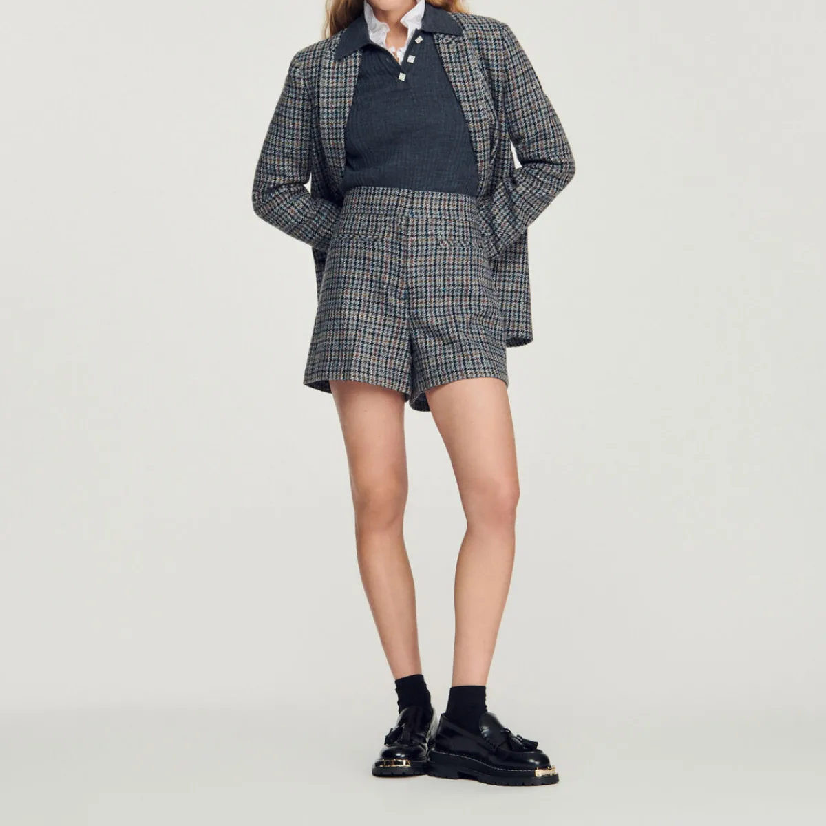 Cheap Checked Shorts Women Matching Sets