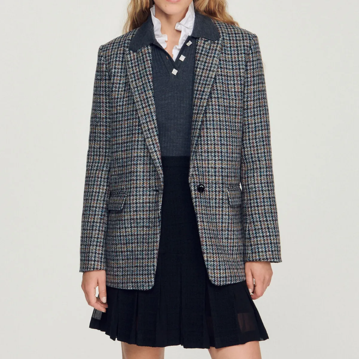 Store Checked Tailored Jacket Women Matching Sets