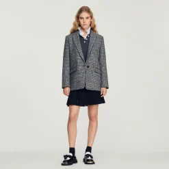 Store Checked Tailored Jacket Women Matching Sets