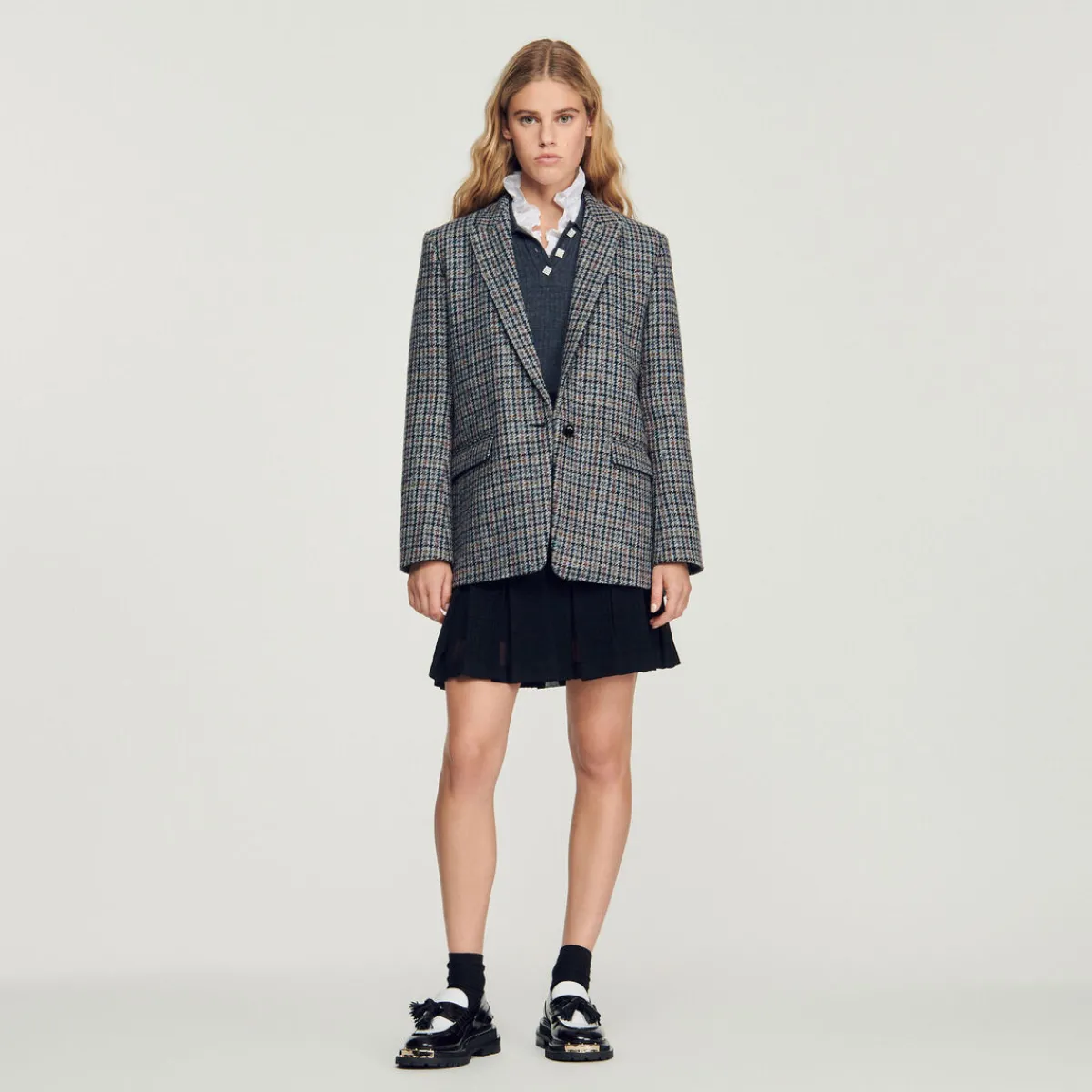 Store Checked Tailored Jacket Women Matching Sets