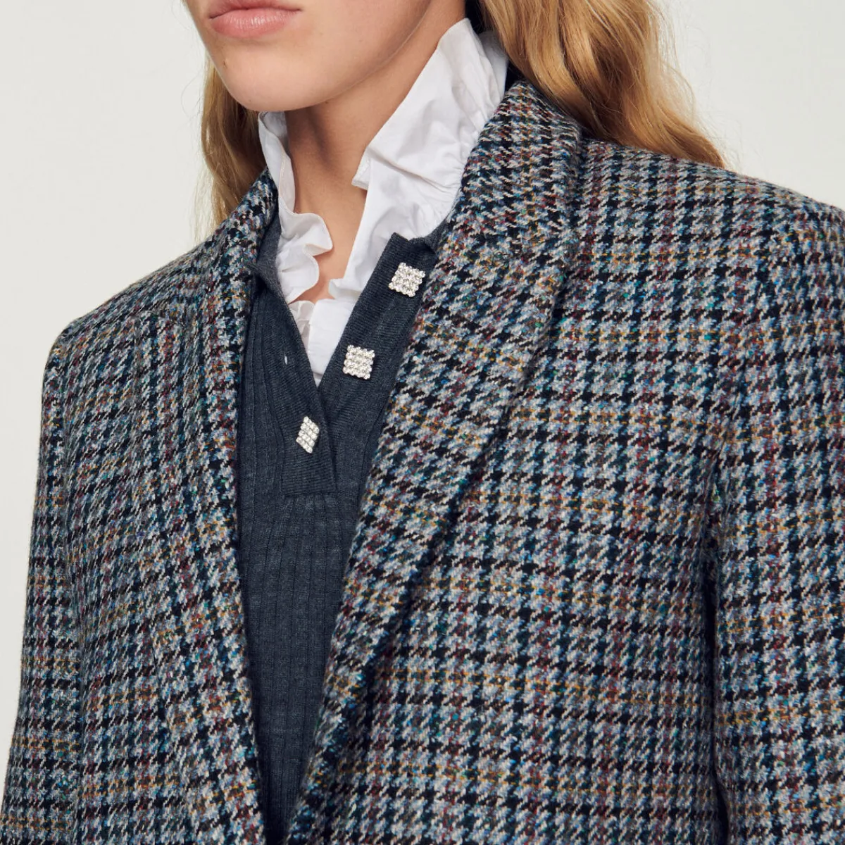 Store Checked Tailored Jacket Women Matching Sets