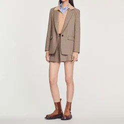 Clearance Checked Tailored Jacket Women Matching Sets