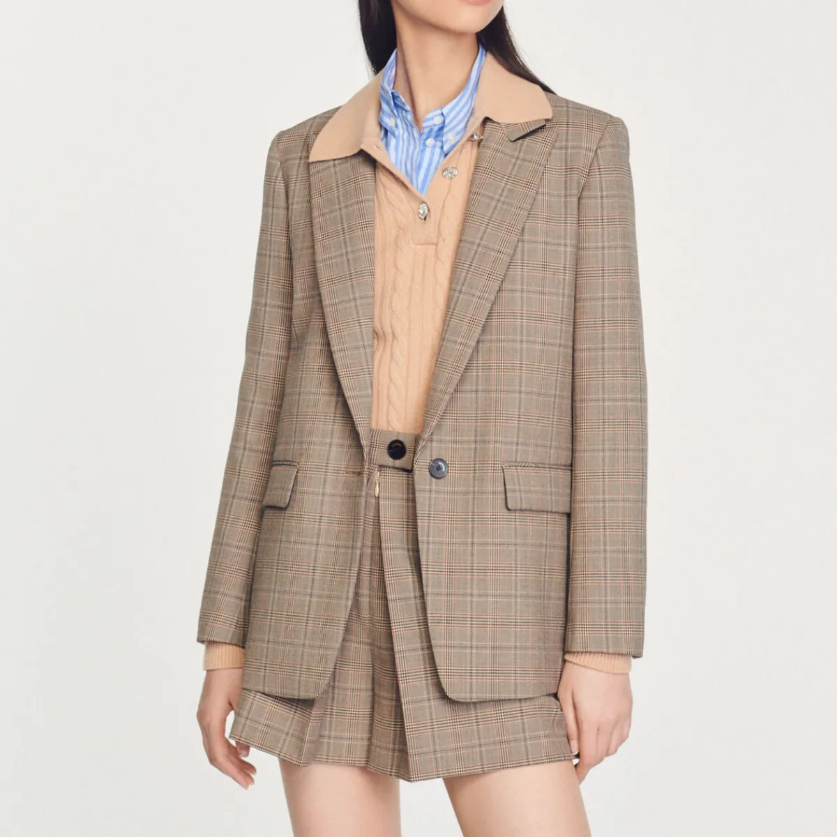 Clearance Checked Tailored Jacket Women Matching Sets