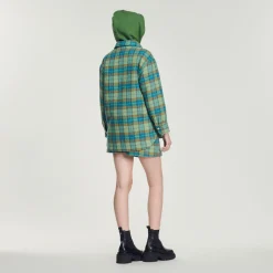Cheap Checked Wool Overshirt Coat Women Matching Sets