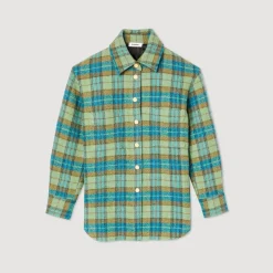 Cheap Checked Wool Overshirt Coat Women Matching Sets