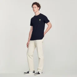 Hot Cotton T-Shirt With Dandelion Embroidery Men T-Shirts & Polos