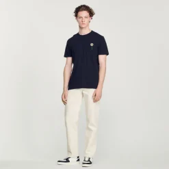 Hot Cotton T-Shirt With Dandelion Embroidery Men T-Shirts & Polos