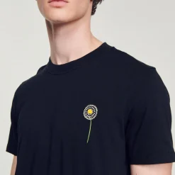 Hot Cotton T-Shirt With Dandelion Embroidery Men T-Shirts & Polos