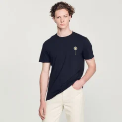 Hot Cotton T-Shirt With Dandelion Embroidery Men T-Shirts & Polos