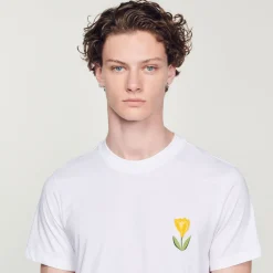 Cheap Cotton T-Shirt With Tulip Embroidery Men T-Shirts & Polos
