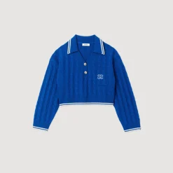 Cheap Cropped Cable-Knit Sweater Women Sweaters & Cardigans