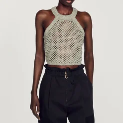 Flash Sale Cropped Crochet Top Women Sweaters & Cardigans