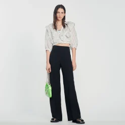 Store Cropped Linen Top With Stripes Women Tops & Shirts