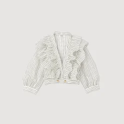 Store Cropped Linen Top With Stripes Women Tops & Shirts