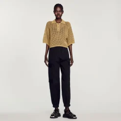 Online Cropped Mesh Knit Sweater Women Sweaters & Cardigans
