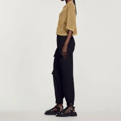 Online Cropped Mesh Knit Sweater Women Sweaters & Cardigans