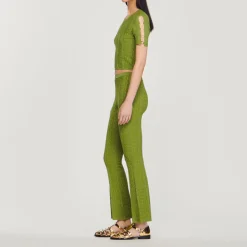 Outlet Cropped Metallic Knit Sweater Women Matching Sets