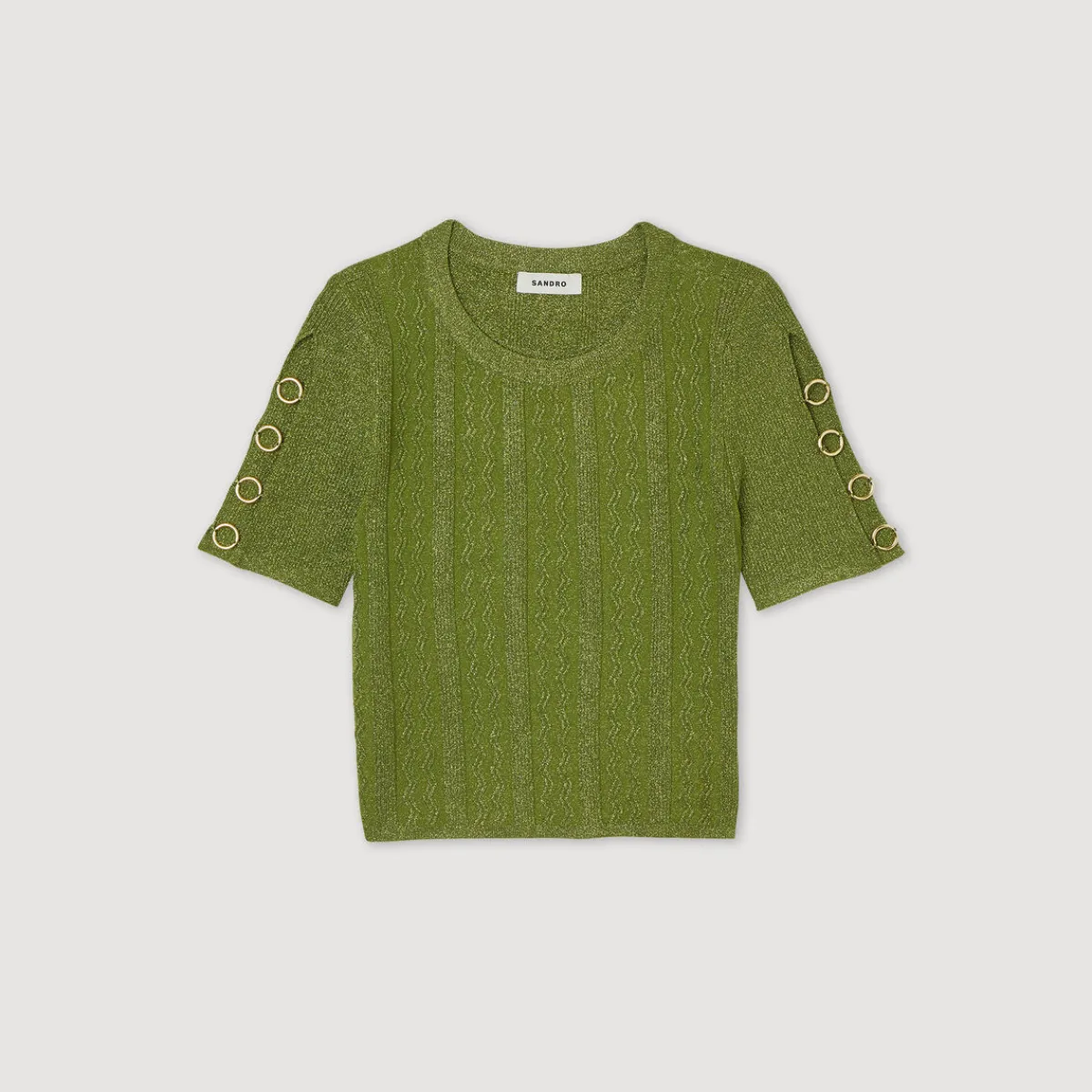 Outlet Cropped Metallic Knit Sweater Women Matching Sets