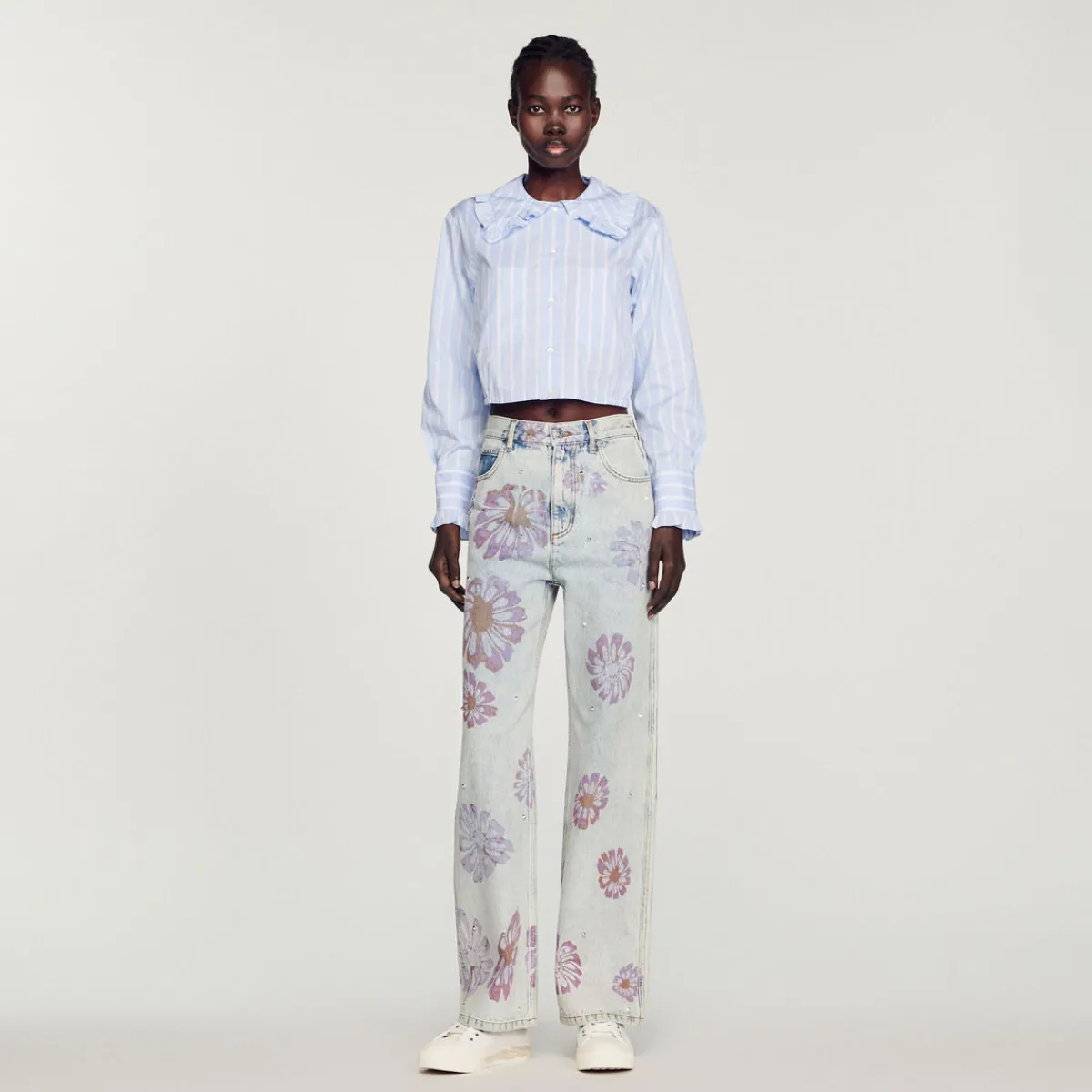 Sale Cropped Shirt With Large Collar Women Tops & Shirts