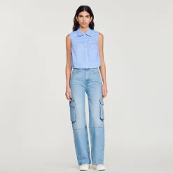 Flash Sale Cropped Sleeveless Shirt Women Tops & Shirts