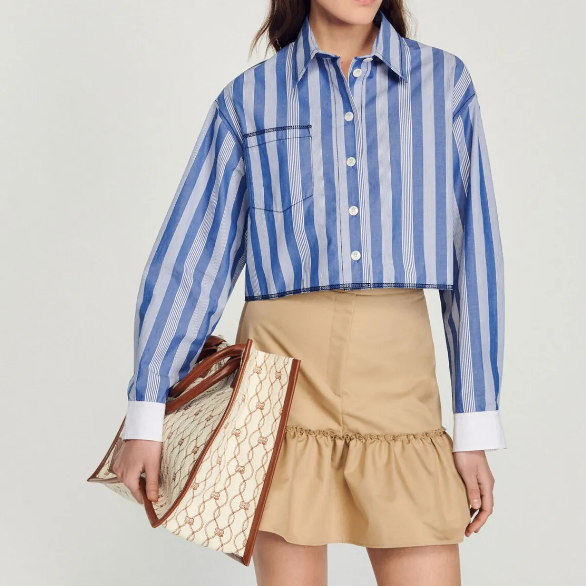 Cheap Cropped Striped Shirt Women Tops & Shirts