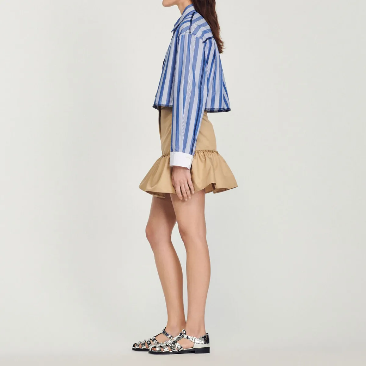 Cheap Cropped Striped Shirt Women Tops & Shirts