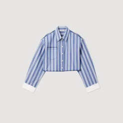 Cheap Cropped Striped Shirt Women Tops & Shirts