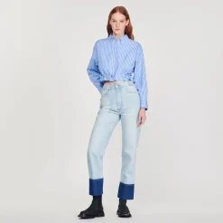 New Cropped Striped Shirt Women Tops & Shirts