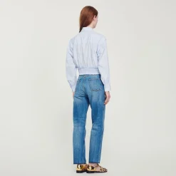 New Cropped Striped Shirt Women Tops & Shirts